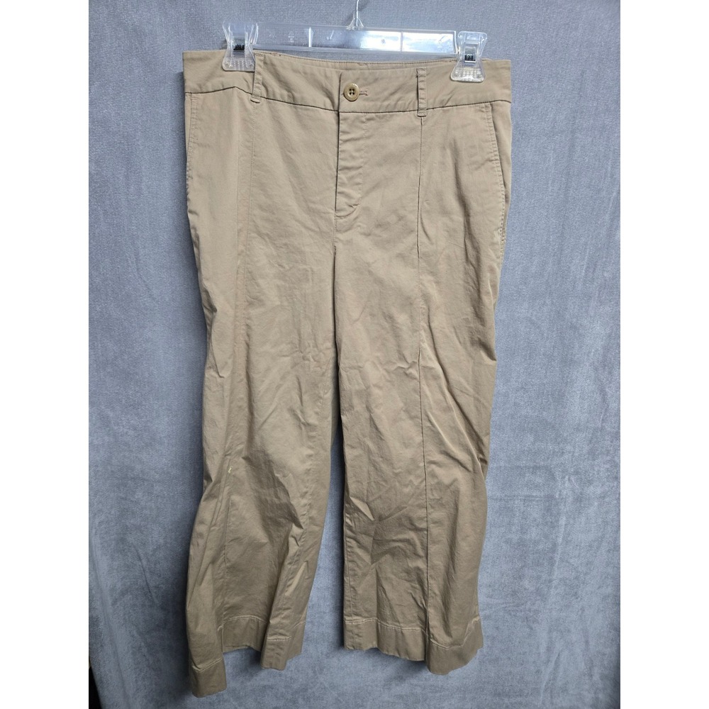 Lauren Ralph Lauren Womens Tan Khaki Wide Leg Cropped Chino Pants Size 4